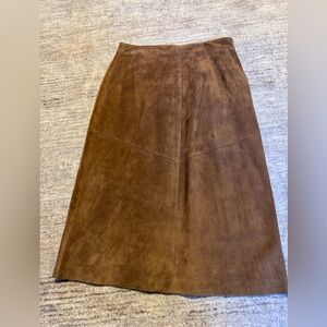 Suede Leather Midi Skirt-Orvis, Rich Brown